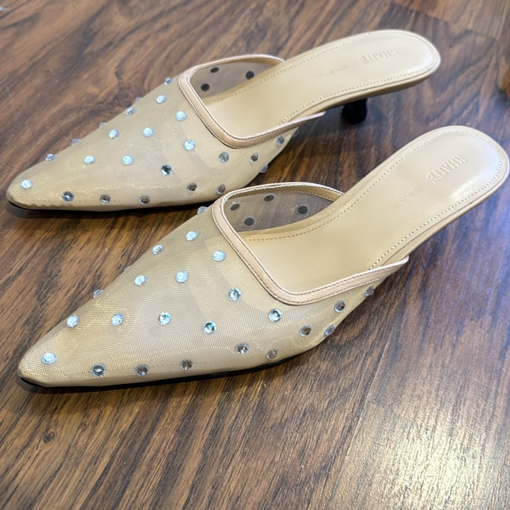 KHAITE Minna Crystal Embellished Mesh Mule, 35mm